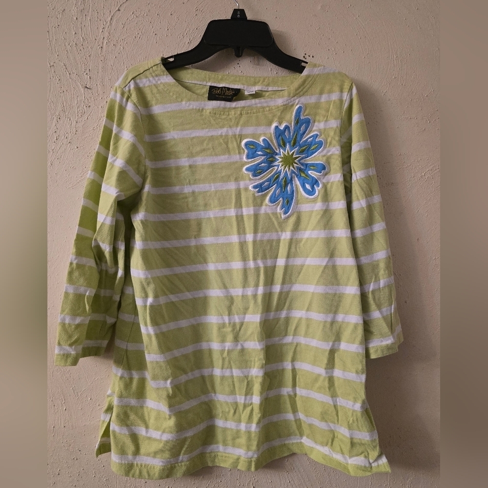 Striped Green and White Women's Top